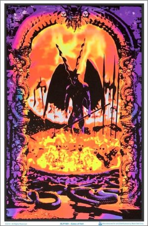 Gates of Hell Flocked Velvet Blacklight Poster