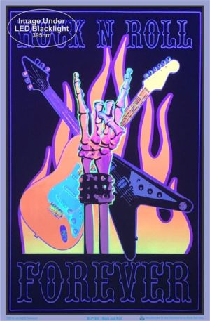 Rock n Roll Forever Flocked Velvet Blacklight Poster - Image 2