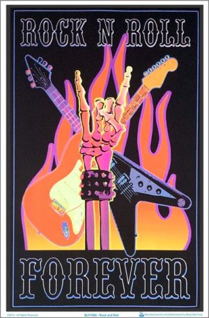 Rock n Roll Forever Flocked Velvet Blacklight Poster