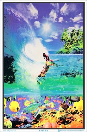 Surf Reef Flocked Velvet Blacklight Poster