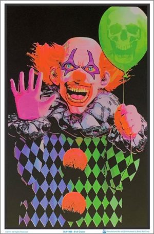 Evil Clown Balloon Flocked Velvet Blacklight