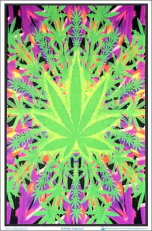 Heady Leaf Flocked Velvet Blacklight Poster