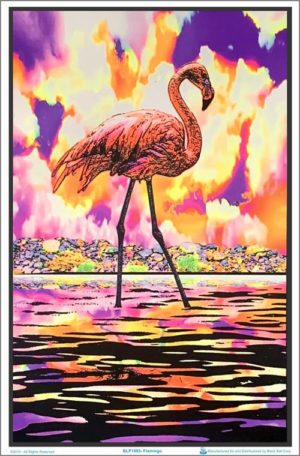Flamingo Flocked Velvet Blacklight Poster