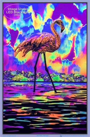 Flamingo Flocked Velvet Blacklight Poster - Image 2