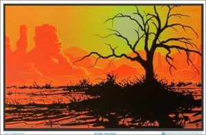 Desert Willow Flocked Velvet Blacklight Poster