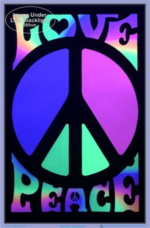 Peace and Love Retro Flocked Velvet Blacklight Poster - Image 2