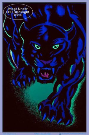 Black Cat King of the Night Flocked Velvet Blacklight Poster - Image 2