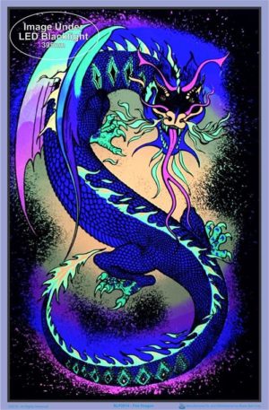 Fire Dragon Flocked Velvet Blacklight Poster - Image 2