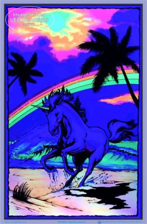 Rainbow Unicorn Flocked Velvet Blacklight Poster - Image 2