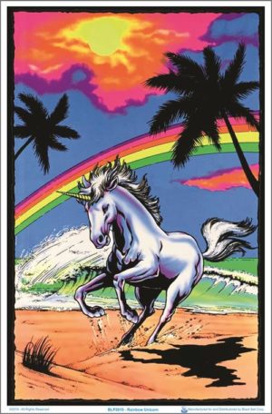 Rainbow Unicorn Flocked Velvet Blacklight Poster