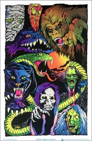 Nightmare Creatures Flocked Velvet Blacklight Poster