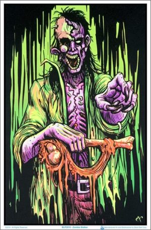Zombie Stalker Flocked Velvet Blacklight Poster