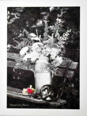 Bouquet Of Cut Flowers On A Bench Photographic Print