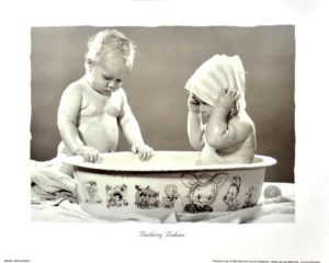 Bathing Babies Photographic Print