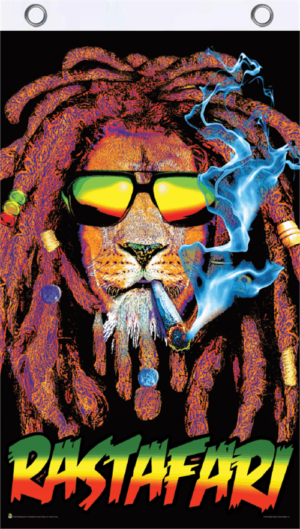 Rastafari Blacklight Reactive Flag