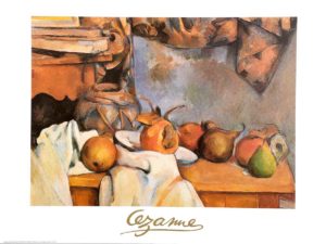 Paul Cezanne - Wrapped up in Straw Vase and Plate with Fruit Art Print