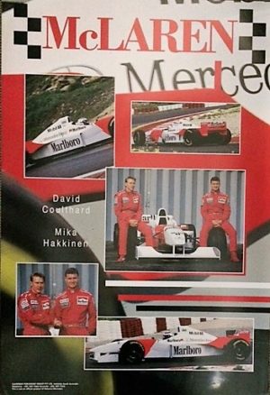 F1 McLaren David Coulthard Mika Hakkinen Car Poster (some wear)