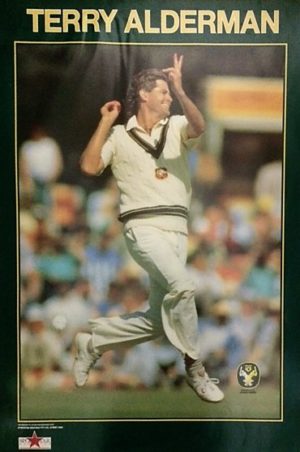 Terry Alderman Bowling Poster (some wear)