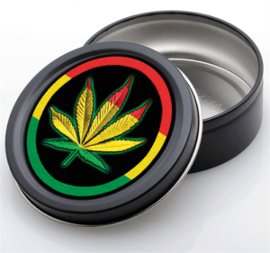 Rasta Marijuana Leaf Round Stash Tin - Image 2