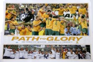 Path to Glory Soccer Australia v Uruguay 2005 World Cup Qualifier Sports Print (Published 2005, some wear)