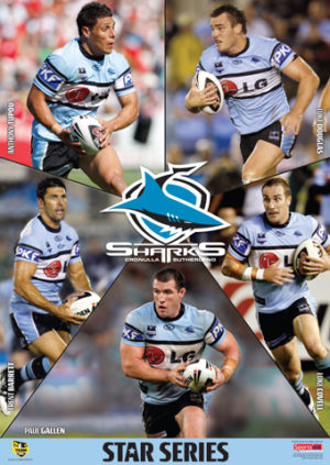 NRL Rugby League Cronulla Sutherland Sharks Star Series Sport Print