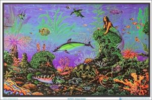 Michael Fishel - Octopus Garden Flocked Velvet Blacklight Poster