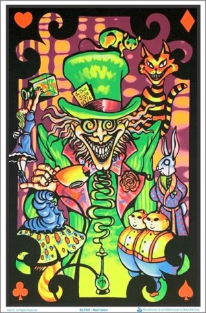 Mad Hatter Flocked Velvet Blacklight Poster
