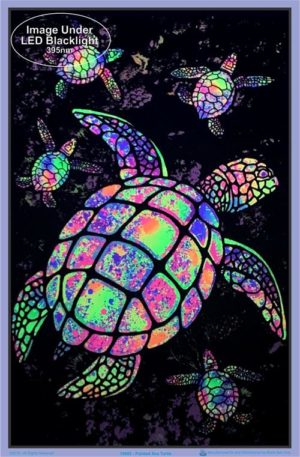 Painted Sea Turtle Flocked Velvet Blacklight Poster - Image 2