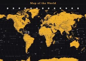 World Map Black and Gold Giant Poster
