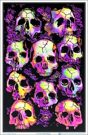 Wall of Skulls Flocked Velvet Blacklight Poster