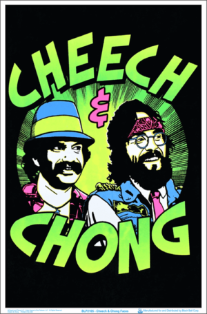 Cheech and Chong Faces Flocked Velvet Blacklight Poster