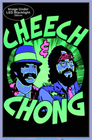 Cheech and Chong Faces Flocked Velvet Blacklight Poster - Image 2