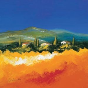 Christian Soto – Landscape I Orange & Blue 3 Houses