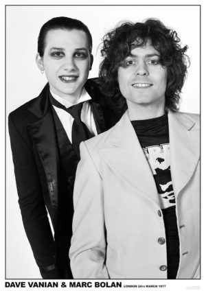 The Damned and T-Rex Dave Vanian and Marc Bolan 1977 A1 Poster