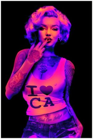 Marilyn Monroe I Love CA Non-Flocked Blacklight Poster