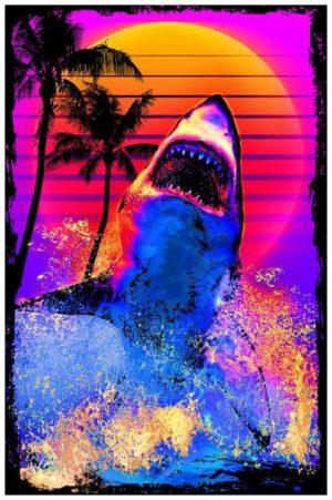 Shark Breach Non-Flocked Blacklight Poster