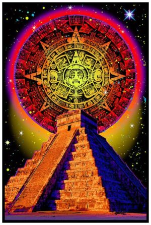 Mayan Temple Non-Flocked Blacklight Poster