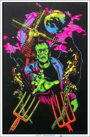 Frankenstein's Monster Flocked Velvet Blacklight Poster