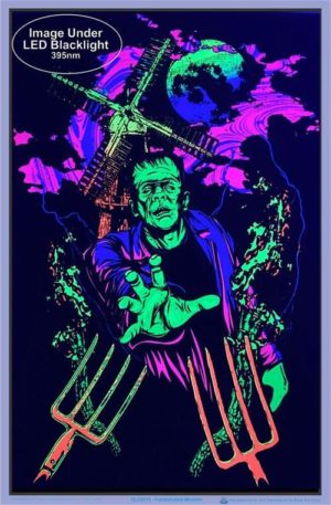 Frankenstein's Monster Flocked Velvet Blacklight Poster - Image 2