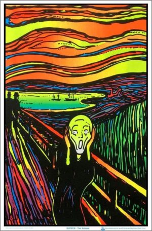 Edvard Munch - The Scream Flocked Velvet Blacklight Poster