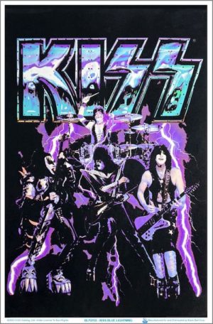 Kiss Blue Lightning Flocked Velvet Blacklight