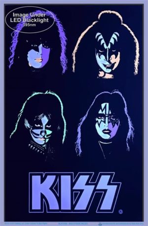 Kiss Four Faces Flocked Velvet Blacklight Poster - Image 2