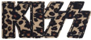 Kiss Leopard Fuzzy Logo 12.5x5cm Embroidered Sew On Patch