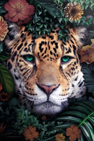 Leopard Flowers Poster