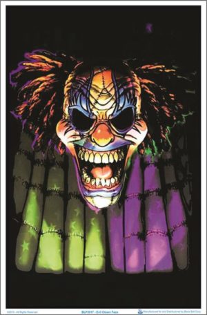 Evil Clown Face Flocked Velvet Blacklight Poster