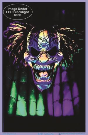 Evil Clown Face Flocked Velvet Blacklight Poster - Image 2