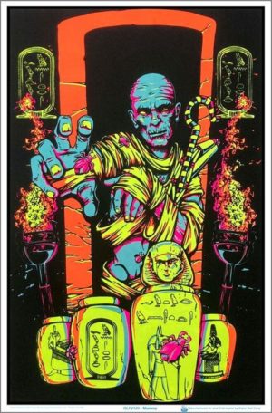 Mummy Flocked Velvet Blacklight Poster