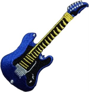 Blue Guitar Embroidered Sew-On Patch