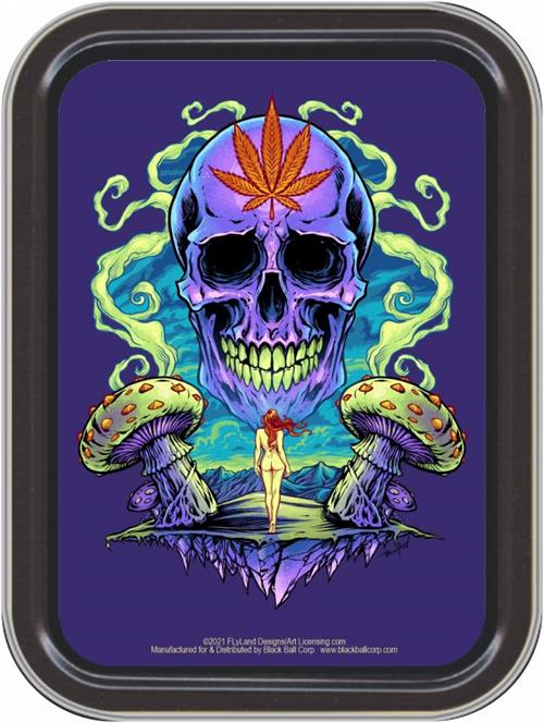 FlyLand Designs - Purple Cannabis Skull Large Stash Tin