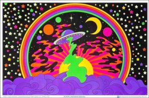 Aubrey Herbertson - Psychedelic Abduction Flocked Velvet Blacklight Poster